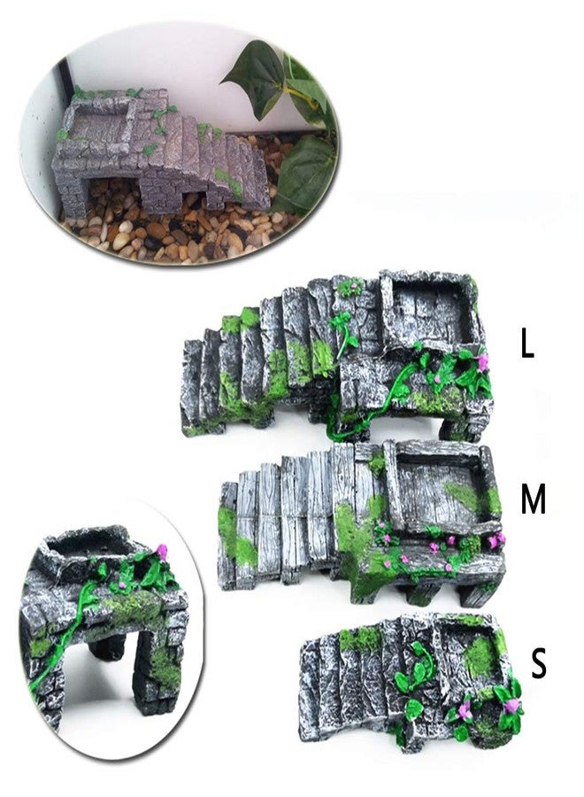 OMEM صندوق تربية الزواحف، مأوى، ديكور موطن، حوض زجاجي، مخبأ، منحدر تشمس السلاحف، وعاء ماء، تغذية، ترطيب، كهوف للاختباء - Image 5